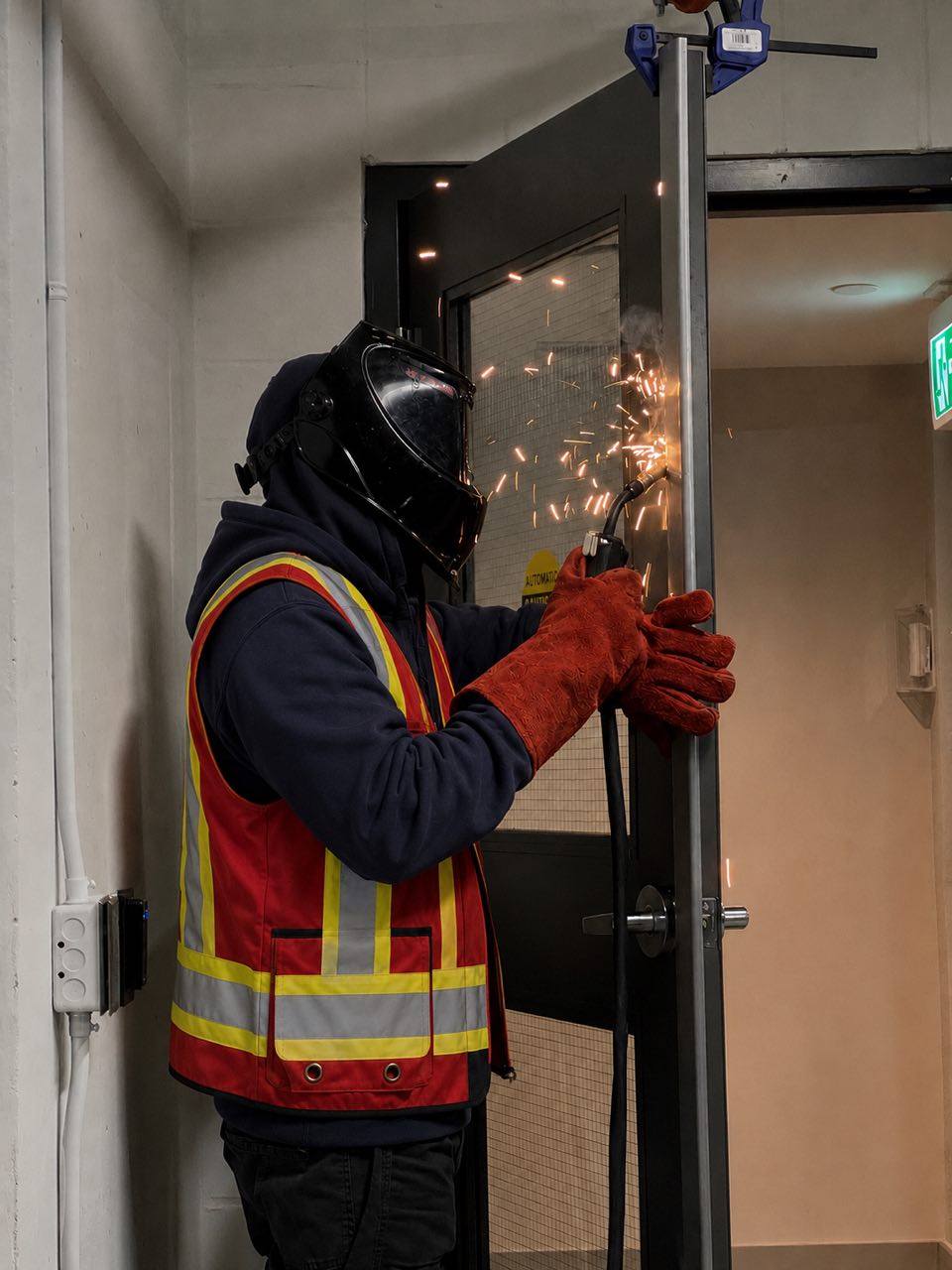 Door modification and welding work